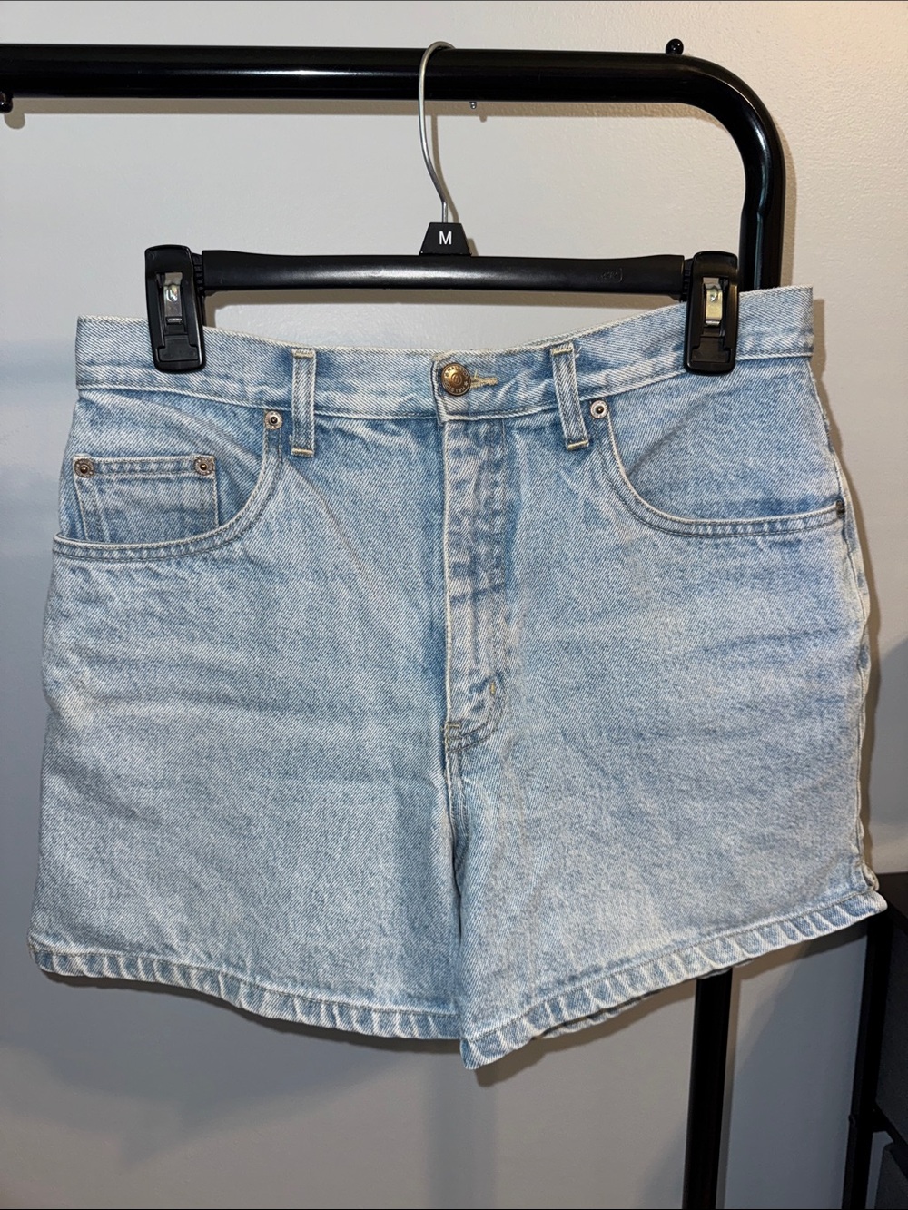 Halston Heritage Light Blue High-Rise Denim Shorts